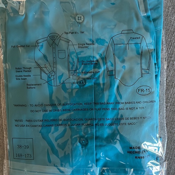 Beautiful blue long sleeve slim fit shirt. Never opened , size 15-15.5 - Picture 3 of 4